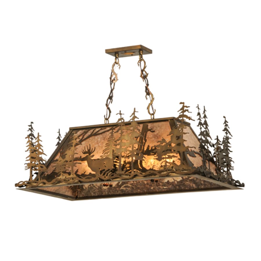 Meyda Tiffany Deer through the Trees 5 Light 34" Wide Linear Pendant
