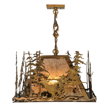 Meyda Tiffany Deer through the Trees 5 Light 34" Wide Linear Pendant