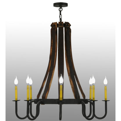 Meyda Tiffany Barrel Stave Madera 8 Light 40" Wide Taper Candle Style Chandelier