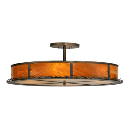 Meyda Tiffany Rustic Prime 4 Light 42" Wide Semi-Flush Drum Ceiling Fixture