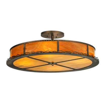 Meyda Tiffany Rustic Prime 4 Light 42" Wide Semi-Flush Drum Ceiling Fixture