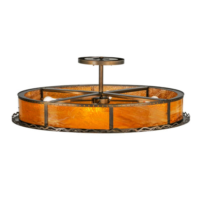 Meyda Tiffany Rustic Prime 4 Light 42" Wide Semi-Flush Drum Ceiling Fixture