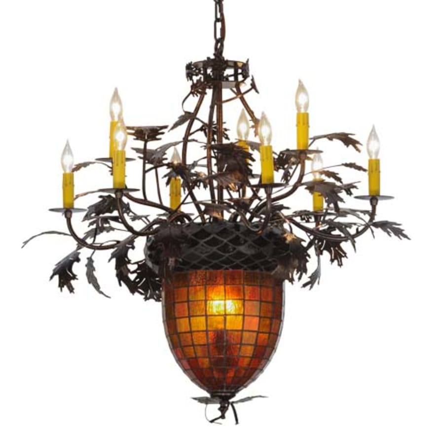 Meyda Tiffany Greenbriar Oak 11 Light 32" Wide Taper Candle Style Chandelier