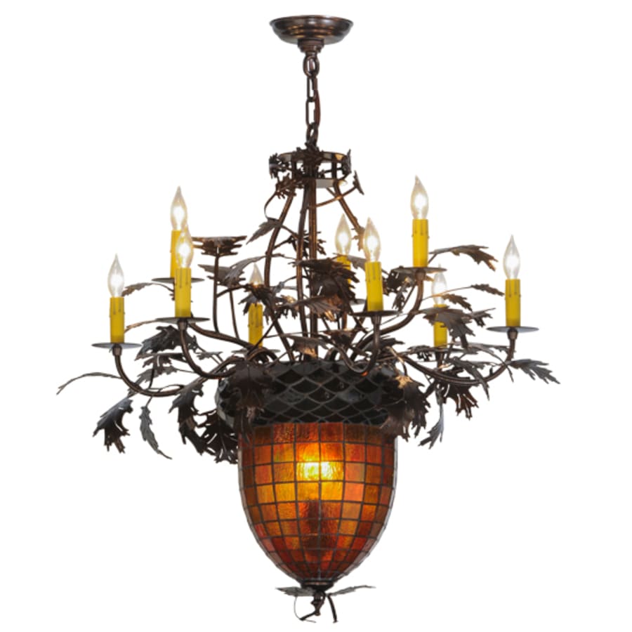 Meyda Tiffany Greenbriar Oak 11 Light 32" Wide Taper Candle Style Chandelier