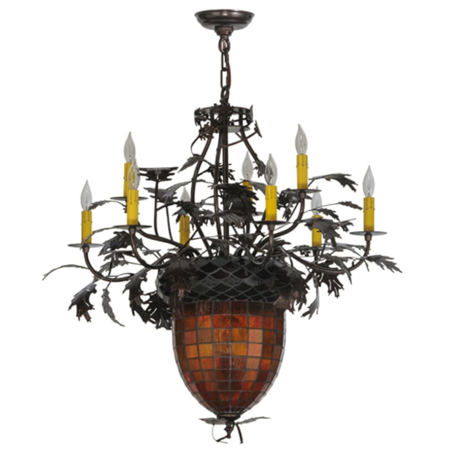 Meyda Tiffany Greenbriar Oak 11 Light 32" Wide Taper Candle Style Chandelier