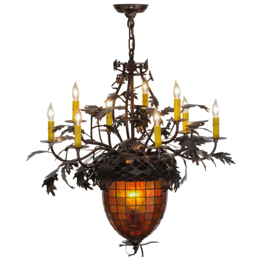 Meyda Tiffany Greenbriar Oak 11 Light 32" Wide Taper Candle Style Chandelier