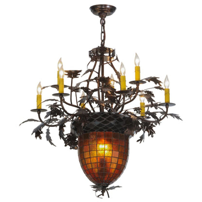 Meyda Tiffany Greenbriar Oak 11 Light 32" Wide Taper Candle Style Chandelier