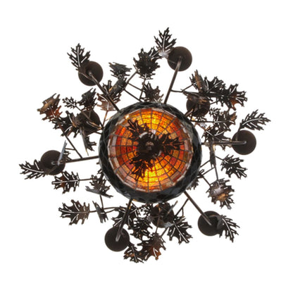 Meyda Tiffany Greenbriar Oak 11 Light 32" Wide Taper Candle Style Chandelier