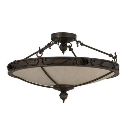 Meyda Tiffany Arabesque 4 Light 28" Wide Semi-Flush Bowl Ceiling Fixture - Copper Rust Finish