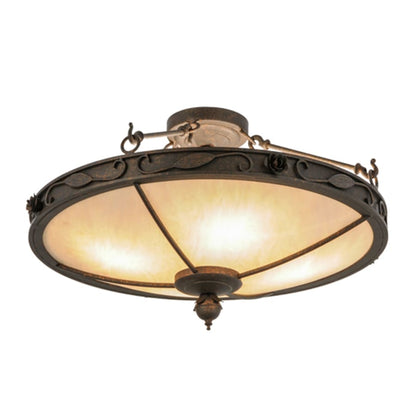Meyda Tiffany Arabesque 4 Light 28" Wide Semi-Flush Bowl Ceiling Fixture - Copper Rust Finish