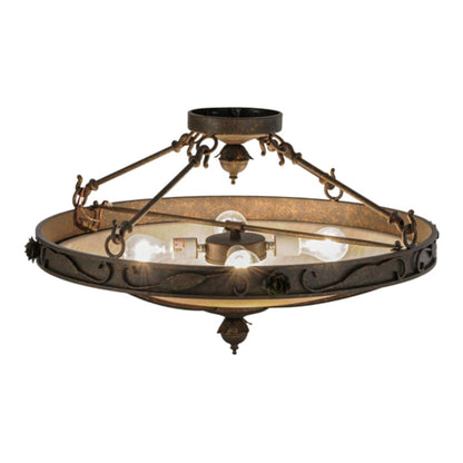 Meyda Tiffany Arabesque 4 Light 28" Wide Semi-Flush Bowl Ceiling Fixture - Copper Rust Finish
