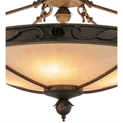 Meyda Tiffany Arabesque 4 Light 28" Wide Semi-Flush Bowl Ceiling Fixture - Copper Rust Finish