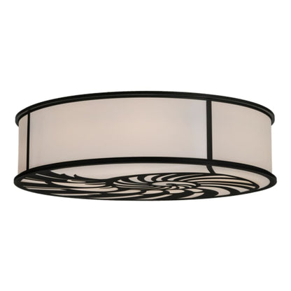 Meyda Tiffany Nautilus 10 Light 60" Wide Flush Mount Drum Ceiling Fixture - Textured Black Finish
