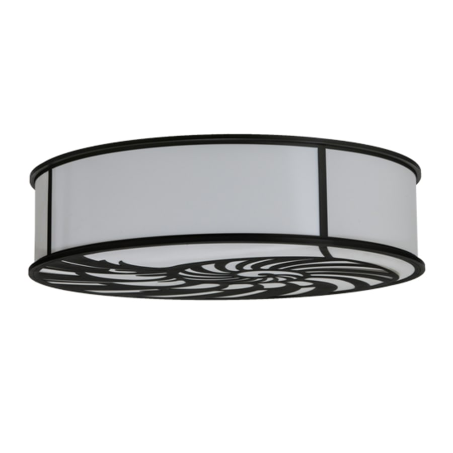 Meyda Tiffany Nautilus 10 Light 60" Wide Flush Mount Drum Ceiling Fixture - Textured Black Finish