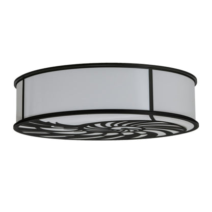 Meyda Tiffany Nautilus 10 Light 60" Wide Flush Mount Drum Ceiling Fixture - Textured Black Finish