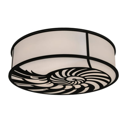 Meyda Tiffany Nautilus 10 Light 60" Wide Flush Mount Drum Ceiling Fixture - Textured Black Finish