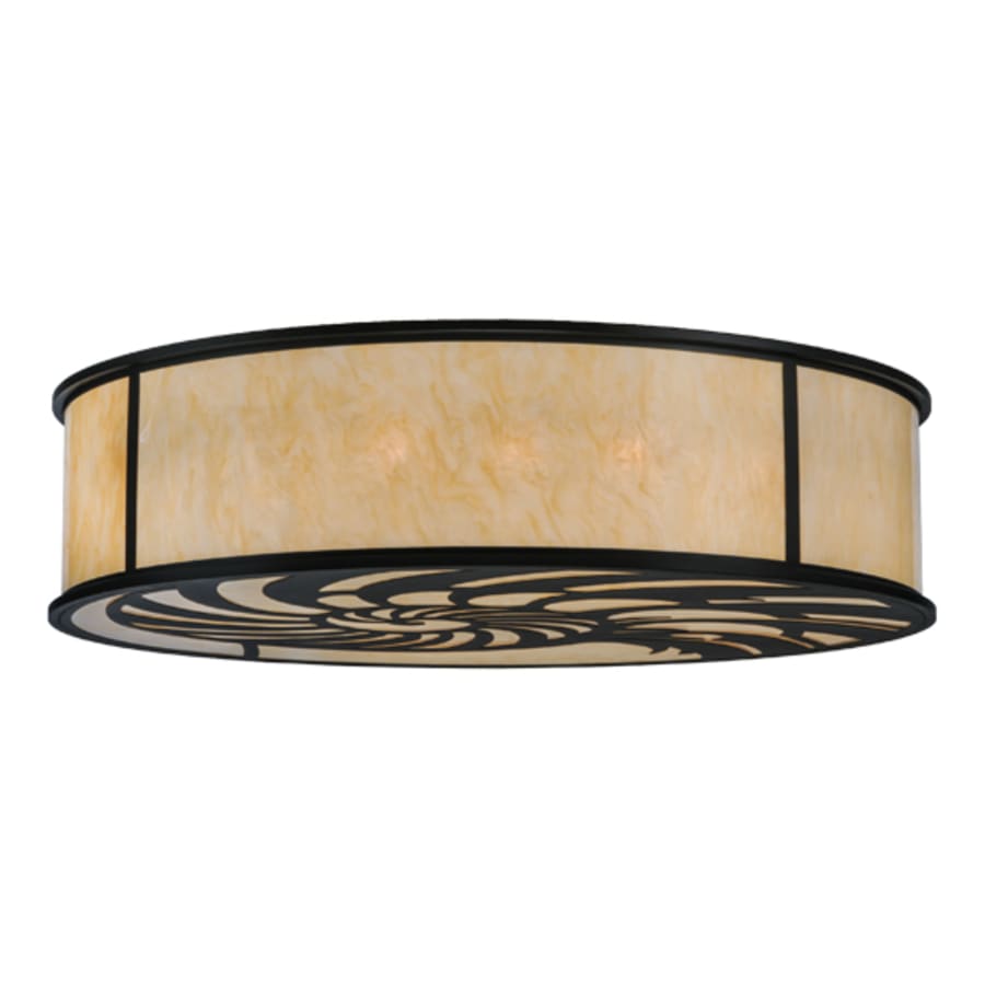 Meyda Tiffany Nautilus 10 Light 60" Wide Flush Mount Drum Ceiling Fixture - Blackwash Finish