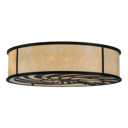 Meyda Tiffany Nautilus 10 Light 60" Wide Flush Mount Drum Ceiling Fixture - Blackwash Finish