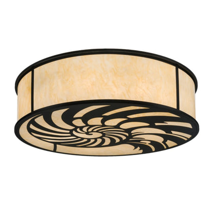 Meyda Tiffany Nautilus 10 Light 60" Wide Flush Mount Drum Ceiling Fixture - Blackwash Finish