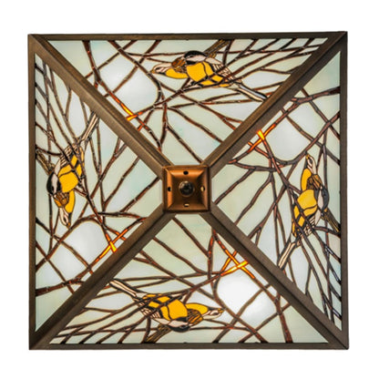 Meyda Tiffany Backyard Friends 4 Light 30" Wide Semi-Flush Ceiling Fixture with Azure Glass Shade - Antique Copper Finish