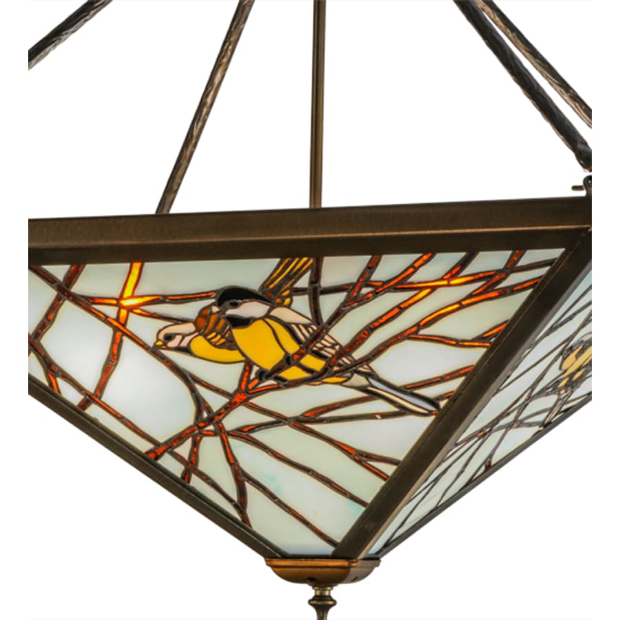 Meyda Tiffany Backyard Friends 4 Light 30" Wide Semi-Flush Ceiling Fixture with Azure Glass Shade - Antique Copper Finish