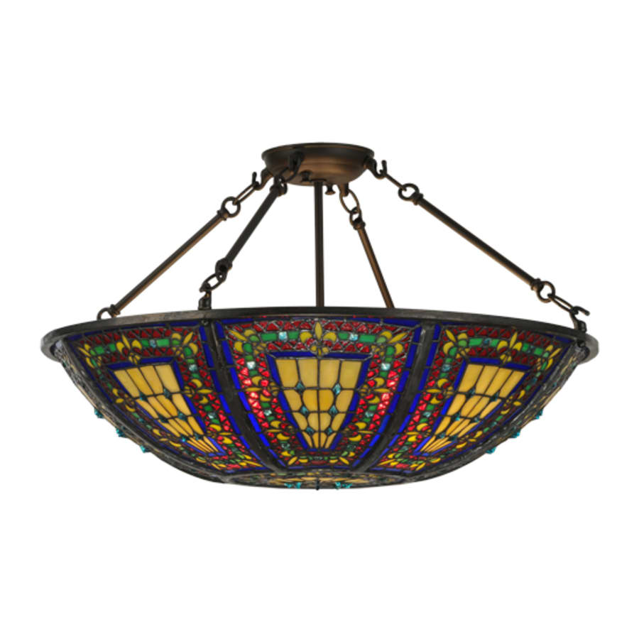 Meyda Tiffany Fleur-de-lis 4 Light 24" Wide Semi-Flush Bowl Ceiling Fixture