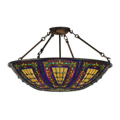 Meyda Tiffany Fleur-de-lis 4 Light 24" Wide Semi-Flush Bowl Ceiling Fixture