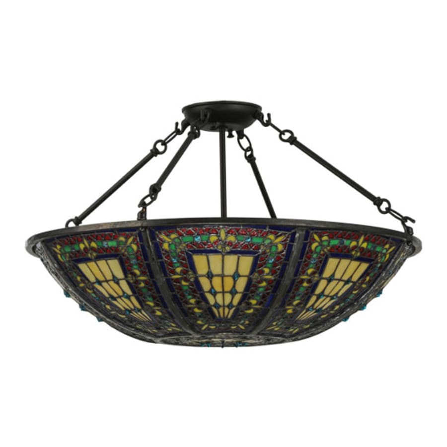 Meyda Tiffany Fleur-de-lis 4 Light 24" Wide Semi-Flush Bowl Ceiling Fixture