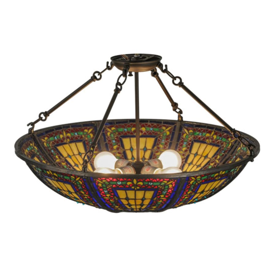 Meyda Tiffany Fleur-de-lis 4 Light 24" Wide Semi-Flush Bowl Ceiling Fixture