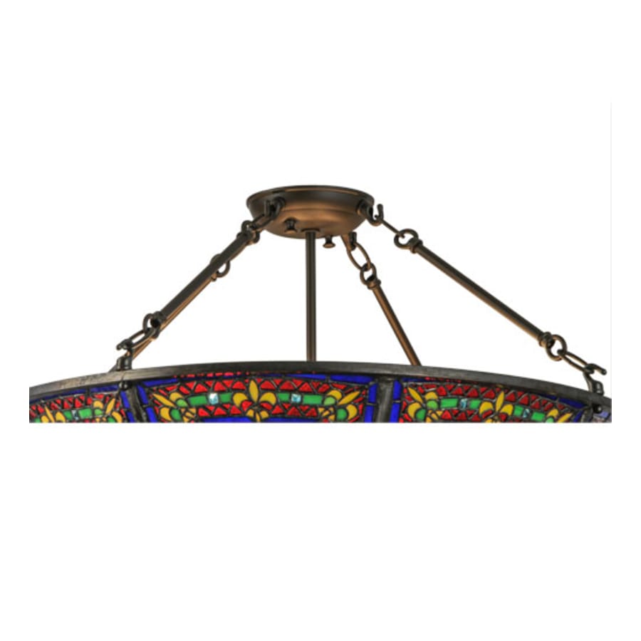 Meyda Tiffany Fleur-de-lis 4 Light 24" Wide Semi-Flush Bowl Ceiling Fixture