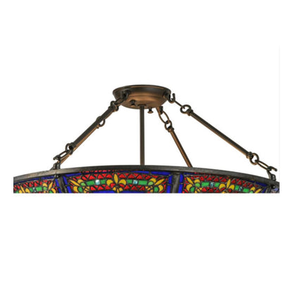 Meyda Tiffany Fleur-de-lis 4 Light 24" Wide Semi-Flush Bowl Ceiling Fixture