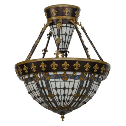Meyda Tiffany Fleur-de-lis 4 Light 19" Wide Semi-Flush Bowl Ceiling Fixture