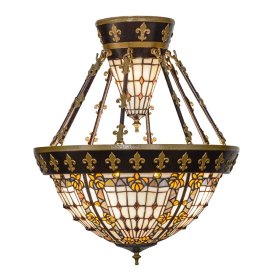 Meyda Tiffany Fleur-de-lis 4 Light 19" Wide Semi-Flush Bowl Ceiling Fixture