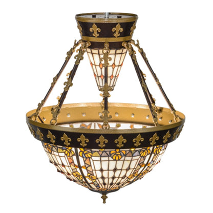 Meyda Tiffany Fleur-de-lis 4 Light 19" Wide Semi-Flush Bowl Ceiling Fixture