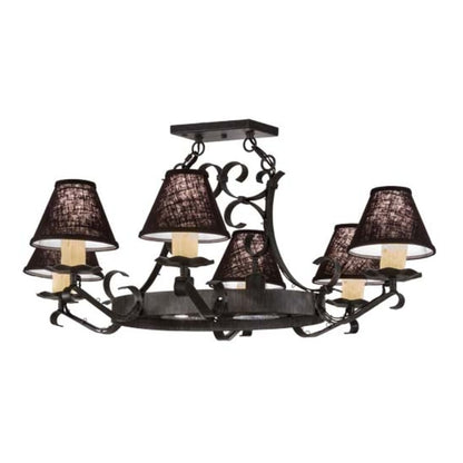 Meyda Tiffany Long Hand forged 6 Light 34" Wide Chandelier