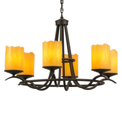 Meyda Tiffany Octavia 6 Light 39" Wide Pillar Candle Ring Chandelier