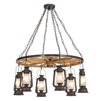 Meyda Tiffany Miners Lantern 6 Light 40" Wide Lantern Chandelier