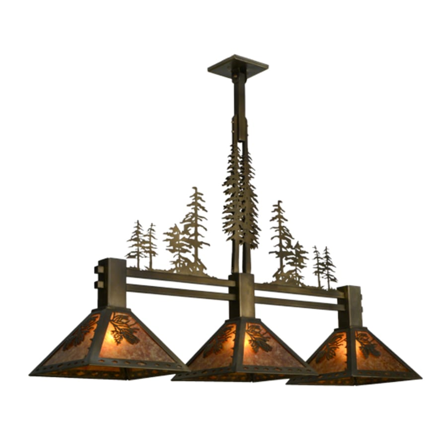 Meyda Tiffany Tall Pines 3 Light 45" Wide Linear Pendant