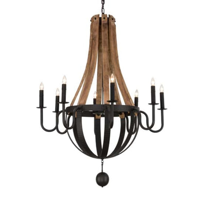 Meyda Tiffany Barrel Stave Madera 8 Light 43" Wide Taper Candle Style Chandelier