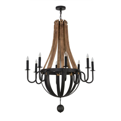 Meyda Tiffany Barrel Stave Madera 8 Light 43" Wide Taper Candle Style Chandelier