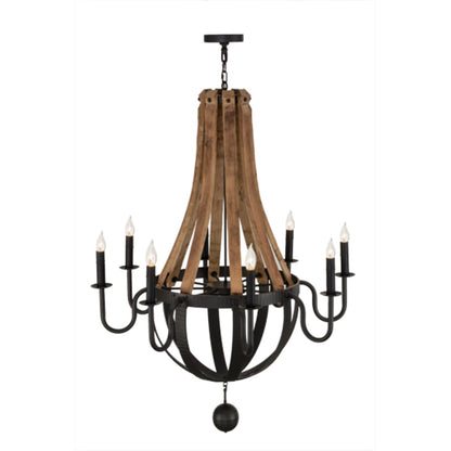 Meyda Tiffany Barrel Stave Madera 8 Light 43" Wide Taper Candle Style Chandelier
