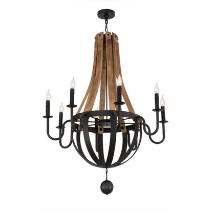 Meyda Tiffany Barrel Stave Madera 8 Light 43" Wide Taper Candle Style Chandelier