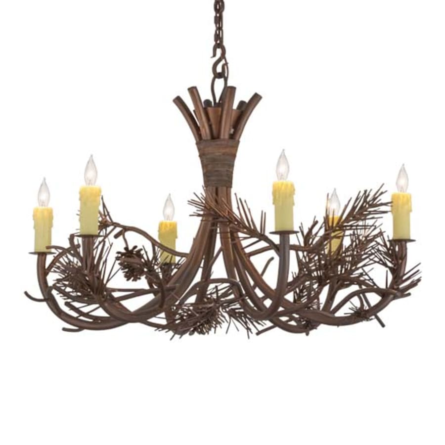 Meyda Tiffany Woodland Pine 6 Light 36" Wide Candle Style Chandelier