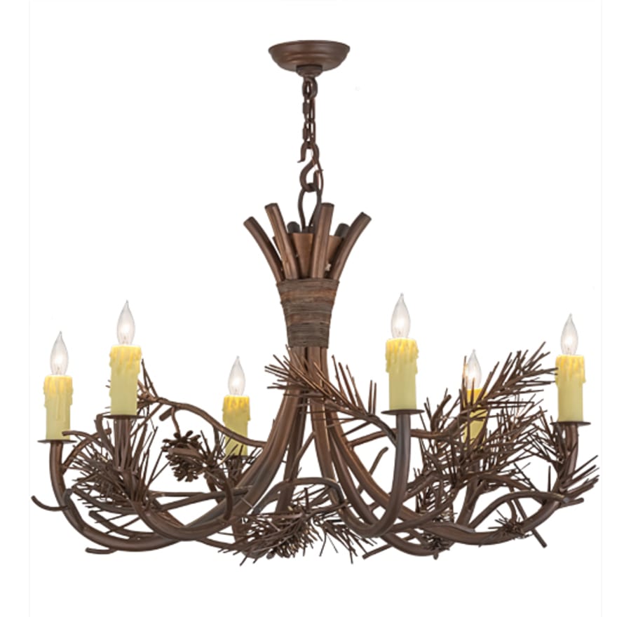 Meyda Tiffany Woodland Pine 6 Light 36" Wide Candle Style Chandelier