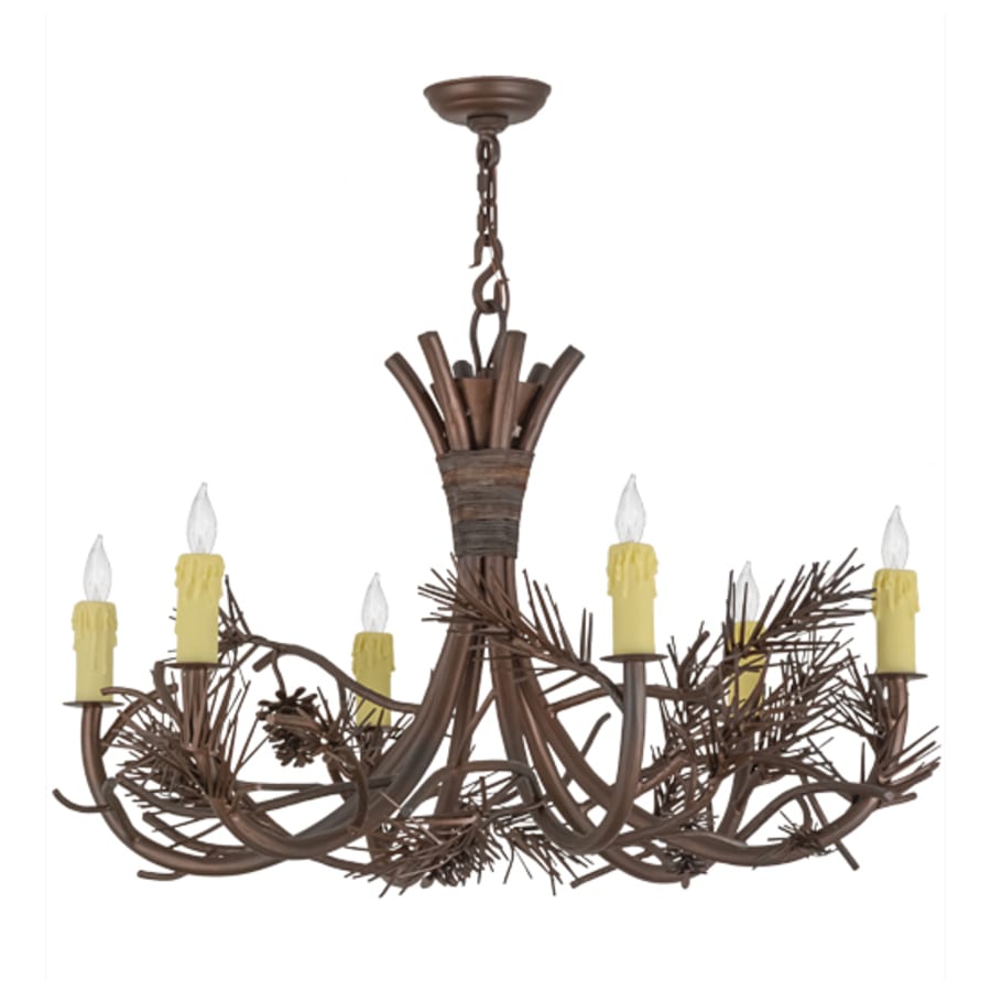 Meyda Tiffany Woodland Pine 6 Light 36" Wide Candle Style Chandelier