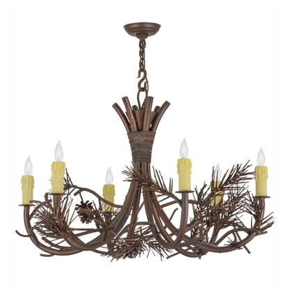 Meyda Tiffany Woodland Pine 6 Light 36" Wide Candle Style Chandelier