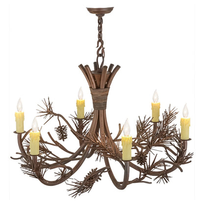 Meyda Tiffany Woodland Pine 6 Light 36" Wide Candle Style Chandelier