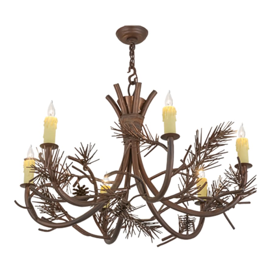 Meyda Tiffany Woodland Pine 6 Light 36" Wide Candle Style Chandelier