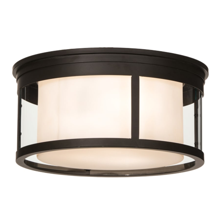 Meyda Tiffany Cilindro Campbell 3 Light 19" Wide Flush Mount Drum Ceiling Fixture - Oil Rubbed Bronze Finish