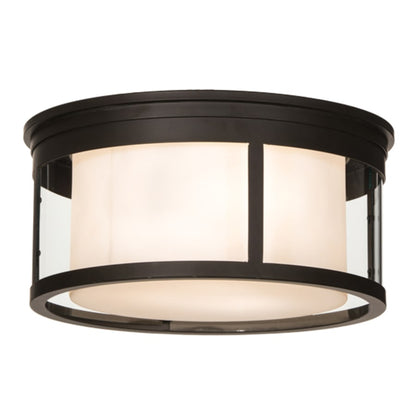 Meyda Tiffany Cilindro Campbell 3 Light 19" Wide Flush Mount Drum Ceiling Fixture - Oil Rubbed Bronze Finish